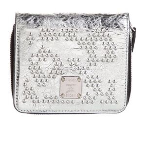 MCM Studded Metallic Leather Wallet-Like New